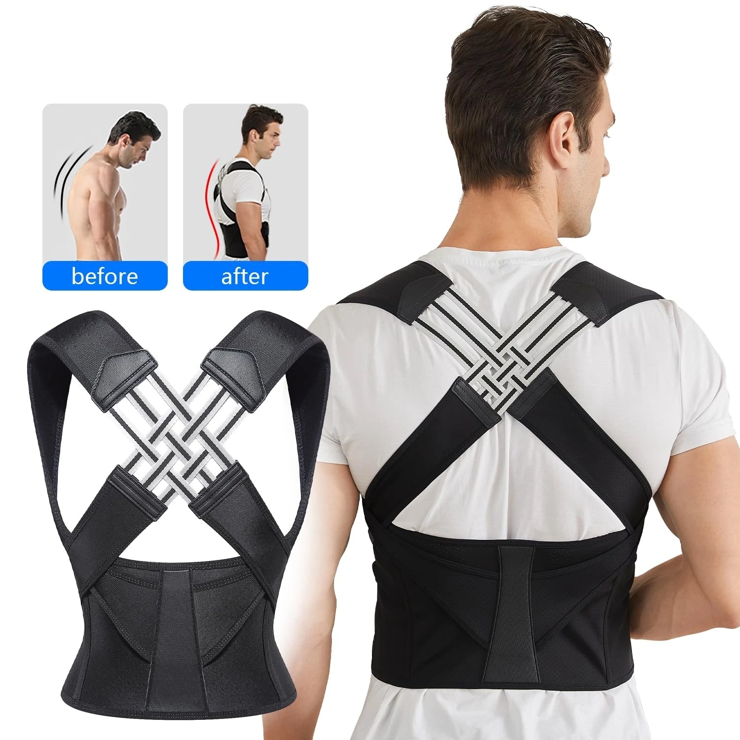 Adjustable Back Posture Beltحزام تصحيح وضعية الظهر قابل للتعديل